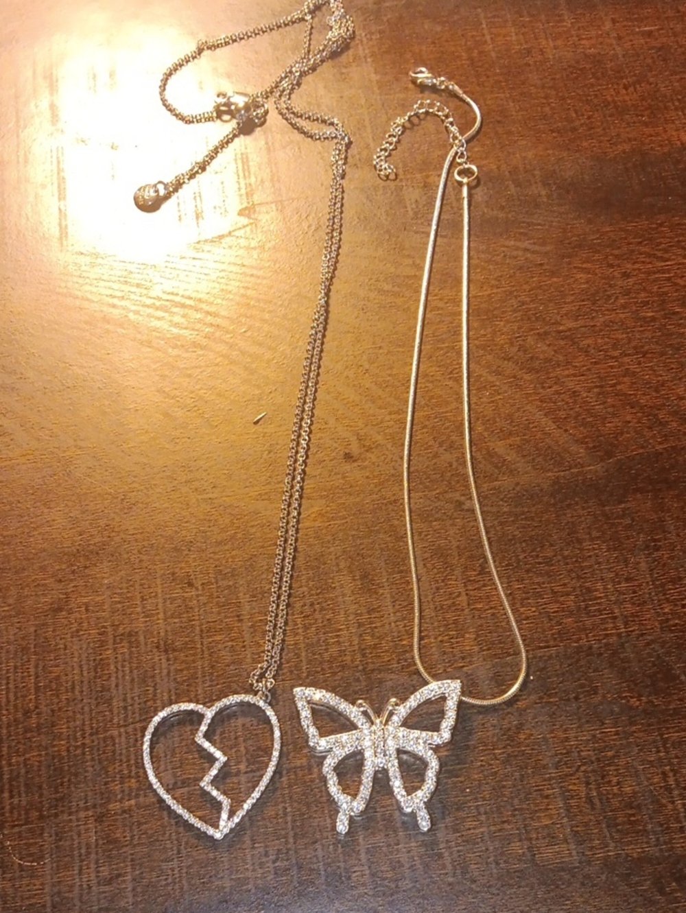 Silver Heart & Butterfly Pendant Necklaces - Women Jewelry